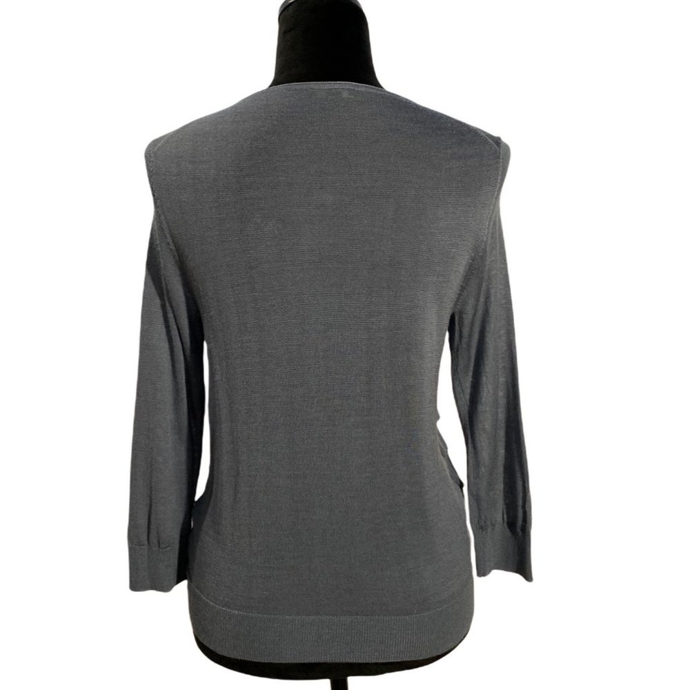 Ann Taylor‎ S Cardigan Sweater Solid Dusty Blue Color Button Down Front 3/4 SL - Picture 4 of 8